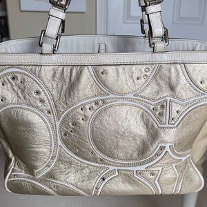 Coach Designer Gold Studded Tote Bag